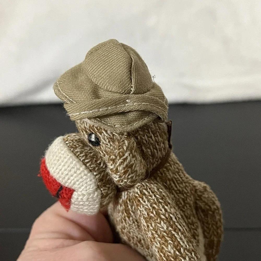 SOCK MONKEY Plush Small Stuffed Animal Toy w/ Safari Hat Cardinal Ind. 7.5